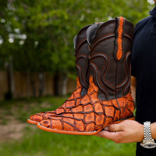 Artisan Rustic Matte Pirarucu Leather Boots