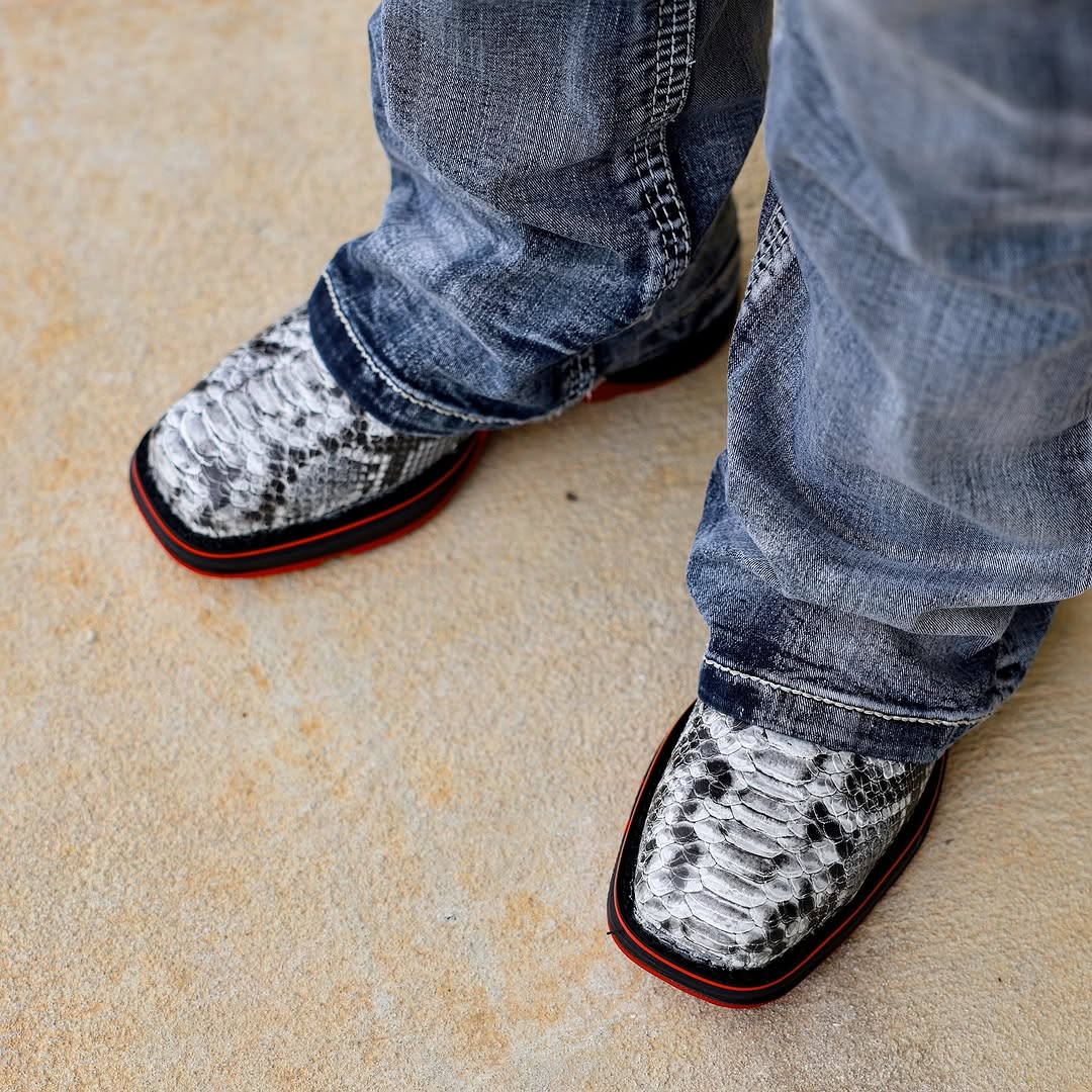 Natural Python Leather Boots With 3D Lightweight Sole