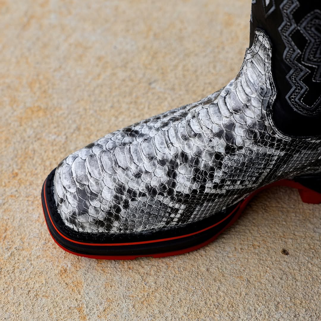 Natural Python Leather Boots With 3D Lightweight Sole
