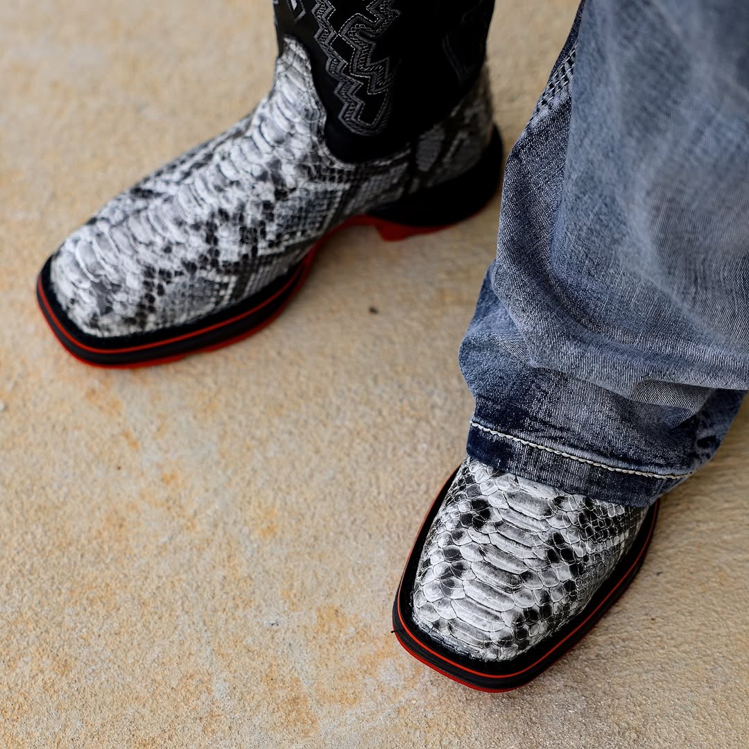Natural Python Leather Boots With 3D Lightweight Sole
