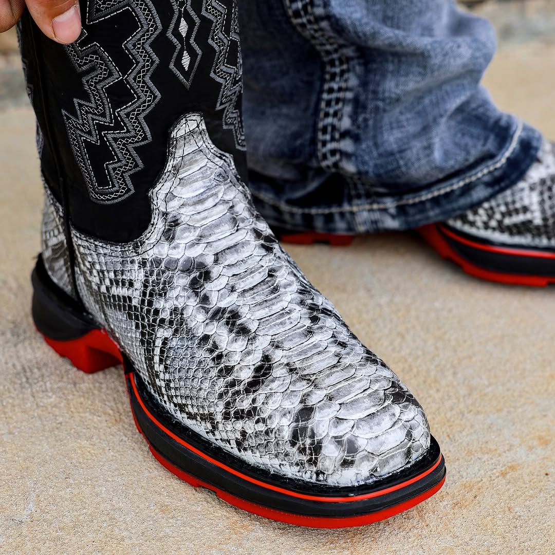 Natural Python Leather Boots With 3D Lightweight Sole