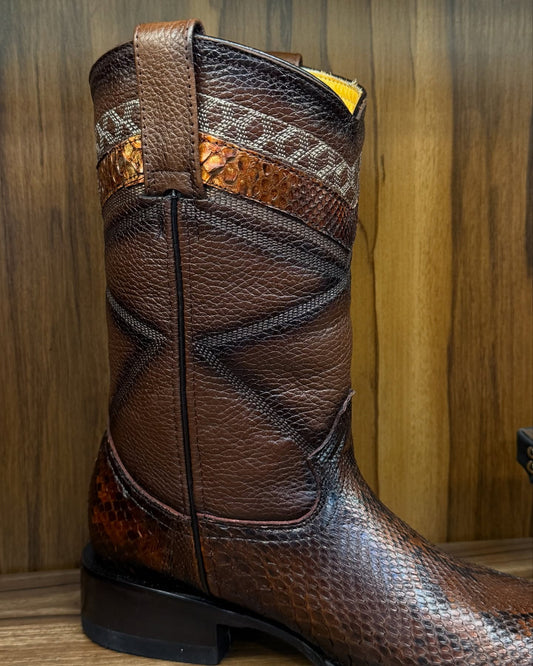 Men's Python Square Toe Vintage Western Boots