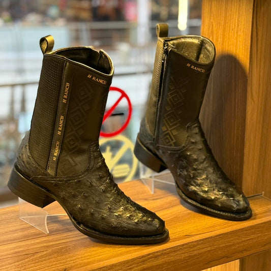 Vintage Ostrich Leather Ranch Cowboy Boots