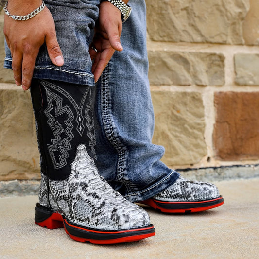 Natural Python Leather Boots With 3D Lightweight Sole